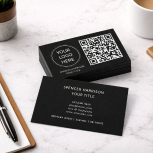 QR Code Zakelijke Logo   Modern Professioneel Zwar Visitekaartje