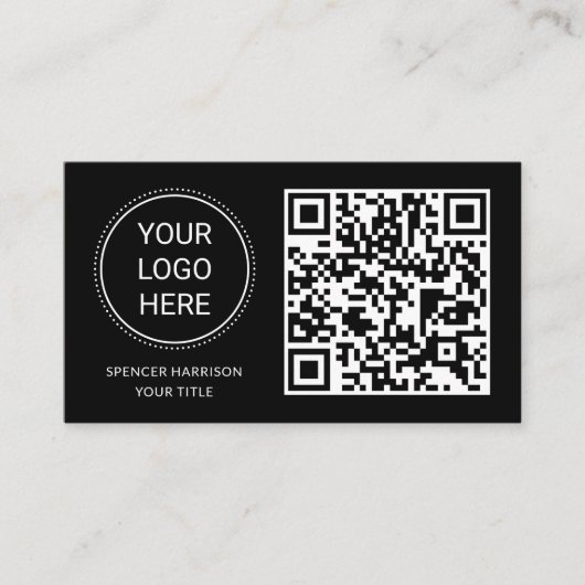 QR Code Zakelijke Logo | Modern Professioneel Zwar Visitekaartje (Voorkant)