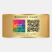 QR Code Zakelijke Logo Naam Outdoor Custom Gold Spandoek (Horizontaal)