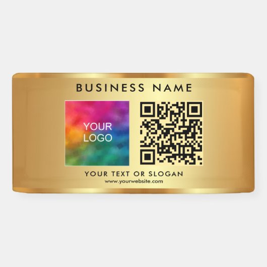 QR Code Zakelijke Logo Naam Outdoor Custom Gold Spandoek (Horizontaal)