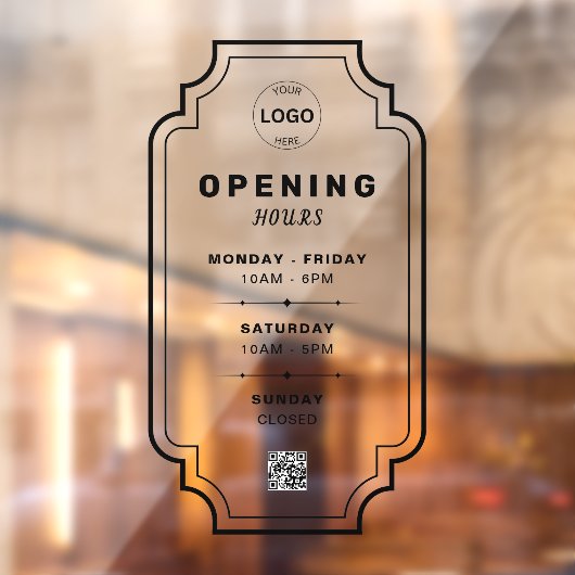 QR Code Zakelijke Logo Openingstijden Uren Raamsticker (Vel 2)