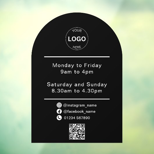 QR Code Zakelijke Logo Openingstijden Uren Raamsticker (Vel 3)