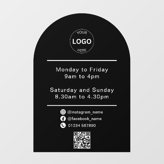 QR Code Zakelijke Logo Openingstijden Uren Raamsticker (Vel)