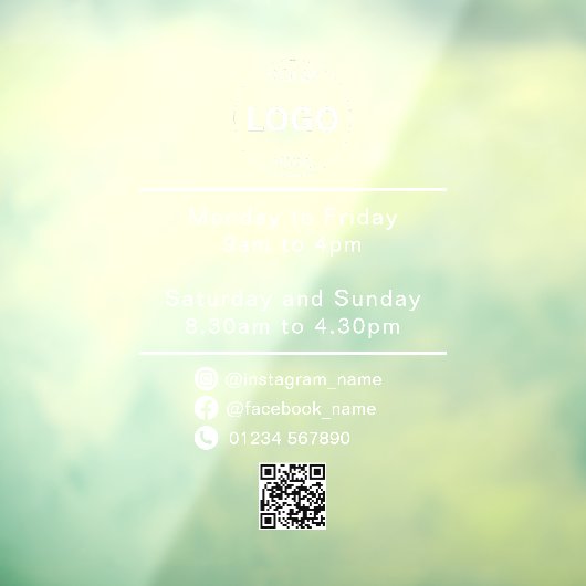 QR Code Zakelijke Logo Openingstijden Uren Raamsticker (Vel 3)
