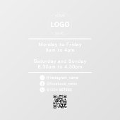 QR Code Zakelijke Logo Openingstijden Uren Raamsticker (Vel)