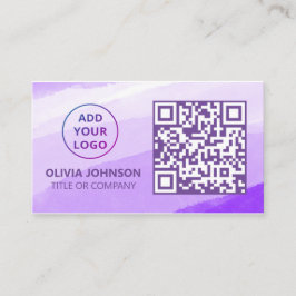QR Code Zakelijke Logo | Paarse Waterverf Modern Visitekaartje