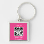 QR Code Zakelijke Logo Professionele Hot Pink Girl Sleutelhanger (Voorkant)