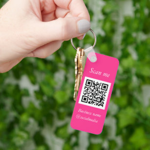 QR Code Zakelijke Logo Professionele Hot Pink Girl Sleutelhanger