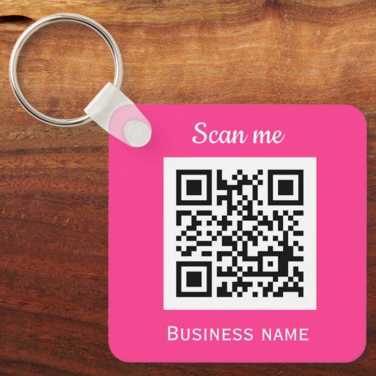QR Code Zakelijke Logo Professionele Hot Pink Girl Sleutelhanger (Voorkant)