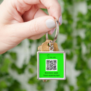 QR Code Zakelijke Logo Professionele Neon Groene Sleutelhanger