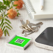 QR Code Zakelijke Logo Professionele Neon Groene Sleutelhanger (Zijkant)