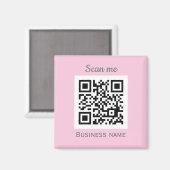 QR Code Zakelijke Logo Professionele Roze Girly Magneet (Voorkant / Achterkant)