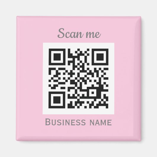 QR Code Zakelijke Logo Professionele Roze Girly Magneet (Voorkant)