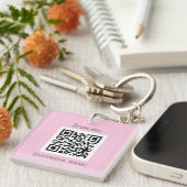 QR Code Zakelijke Logo Professionele Roze Girly Sleutelhanger (Voorkant Rechts)
