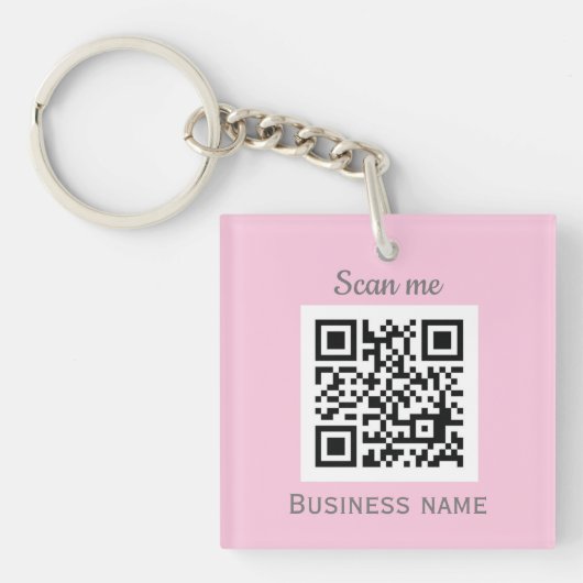 QR Code Zakelijke Logo Professionele Roze Girly Sleutelhanger (voorkant)