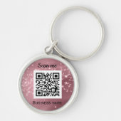 QR Code Zakelijke Logo Professionele Roze Girly Sleutelhanger (Voorkant)