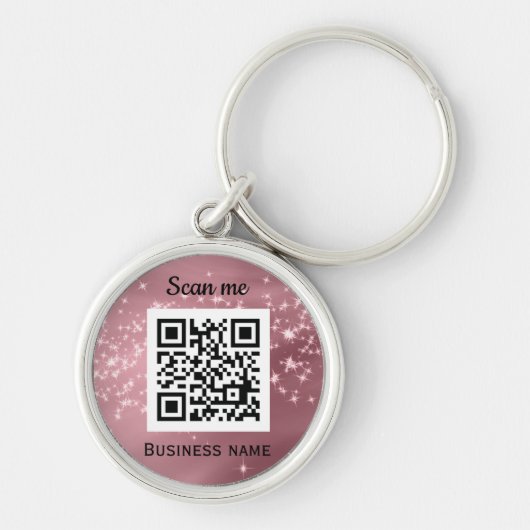 QR Code Zakelijke Logo Professionele Roze Girly Sleutelhanger (Voorkant)
