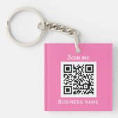 QR Code Zakelijke Logo Professionele Roze Girly Sleutelhanger (voorkant)