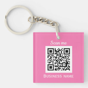 QR Code Zakelijke Logo Professionele Roze Girly Sleutelhanger
