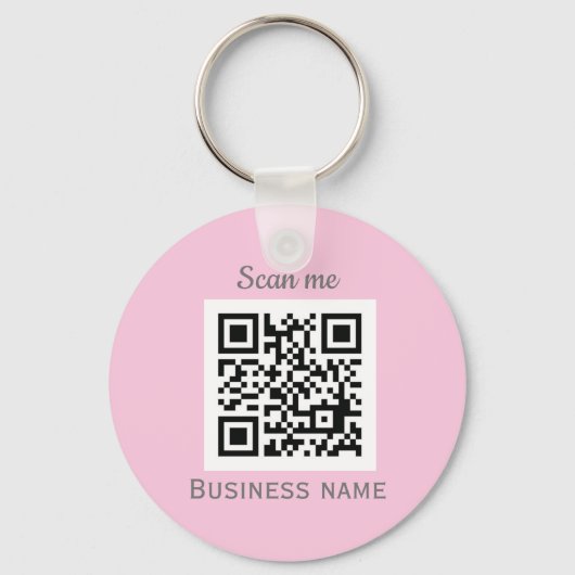 QR Code Zakelijke Logo Professionele Roze Girly Sleutelhanger (Voorkant)