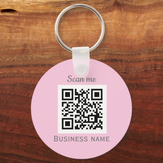QR Code Zakelijke Logo Professionele Roze Girly Sleutelhanger (Voorkant)