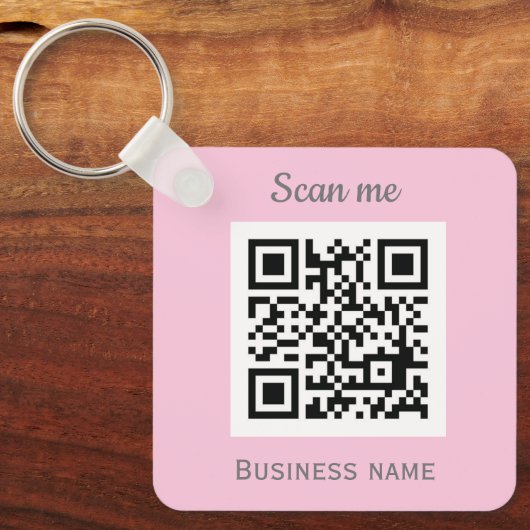 QR Code Zakelijke Logo Professionele Roze Girly Sleutelhanger (Voorkant)