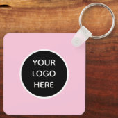 QR Code Zakelijke Logo Professionele Roze Girly Sleutelhanger (Achterkant)