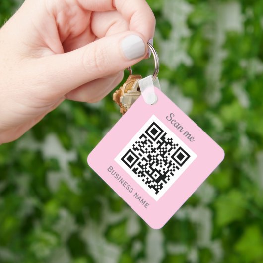 QR Code Zakelijke Logo Professionele Roze Girly Sleutelhanger (Hand)