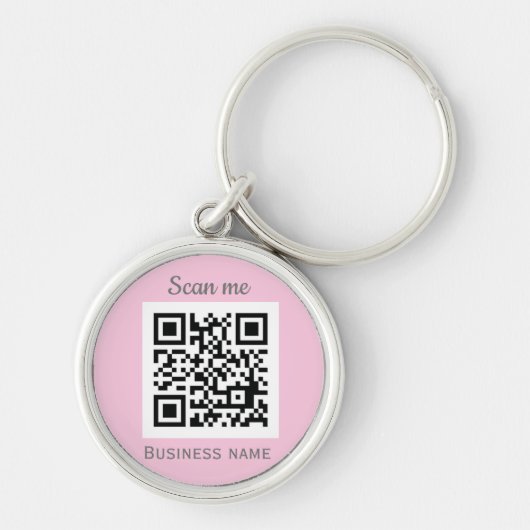 QR Code Zakelijke Logo Professionele Roze Girly Sleutelhanger (Voorkant)