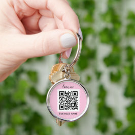 QR Code Zakelijke Logo Professionele Roze Girly Sleutelhanger