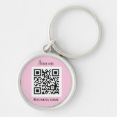 QR Code Zakelijke Logo Professionele Roze Girly Sleutelhanger (Voorkant)