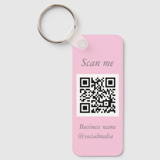 QR Code Zakelijke Logo Professionele Roze Girly Sleutelhanger (Voorkant)