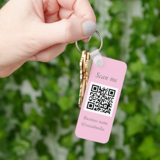 QR Code Zakelijke Logo Professionele Roze Girly Sleutelhanger (Hand)