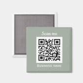 QR Code Zakelijke Logo Professionele Salie Groen Magneet (Voorkant / Achterkant)