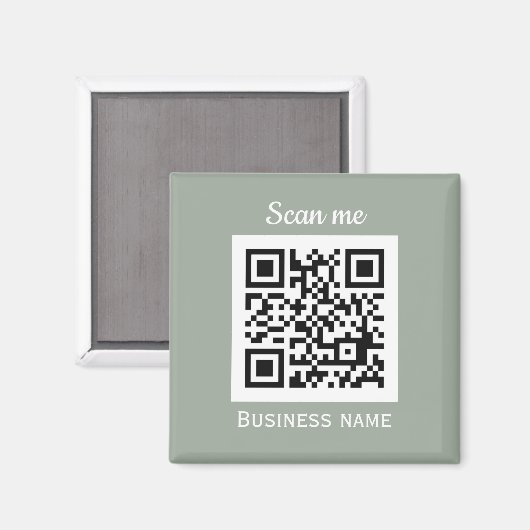 QR Code Zakelijke Logo Professionele Salie Groen Magneet (Voorkant / Achterkant)