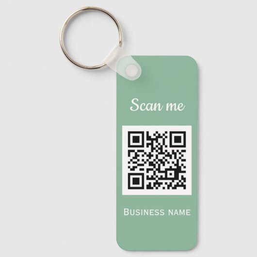 QR Code Zakelijke Logo Professionele Salie Groen Sleutelhanger (Voorkant)