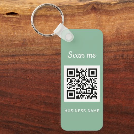 QR Code Zakelijke Logo Professionele Salie Groen Sleutelhanger (Voorkant)