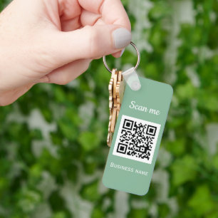 QR Code Zakelijke Logo Professionele Salie Groen Sleutelhanger