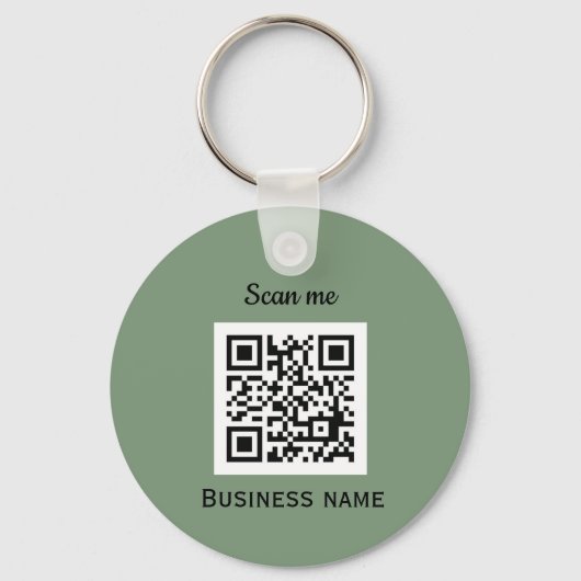 QR Code Zakelijke Logo Professionele Salie Groen Sleutelhanger (Voorkant)