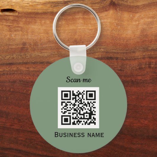 QR Code Zakelijke Logo Professionele Salie Groen Sleutelhanger (Voorkant)