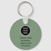 QR Code Zakelijke Logo Professionele Salie Groen Sleutelhanger (Achterkant)