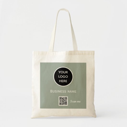 QR Code Zakelijke Logo Professionele Salie Groen Tote Bag (Voorkant)