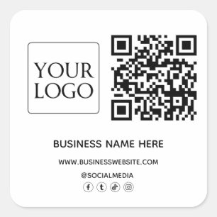 QR Code Zakelijke Logo Website Sociale Media Vierkante Sticker