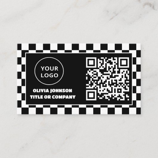 QR Code Zakelijke Logo | Zwart Retro Professional Visitekaartje (Voorkant)