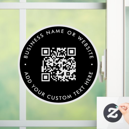 QR-code | Zakelijke Minimale zwart scanbare ronde Raamsticker (Huis)