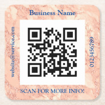 QR-code zakelijke naam, promo, Rose Gold Marble Vs