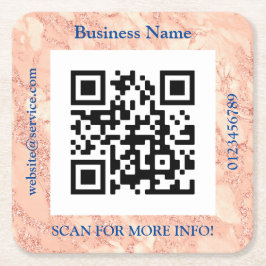 QR-code zakelijke naam, promo, Rose Gold Marble Vs Kartonnen Onderzetters