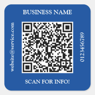 QR-code Zakelijke naam Website Promo Donkerblauw Vierkante Sticker