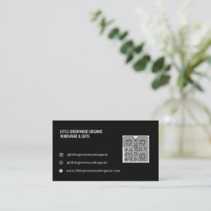 QR Code Zakelijke Pas   Modern Minimalistisch Zwar Visitekaartje