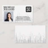 QR-code | Zakelijke persoon | City Skyline Visitekaartje (Voorkant / Achterkant)